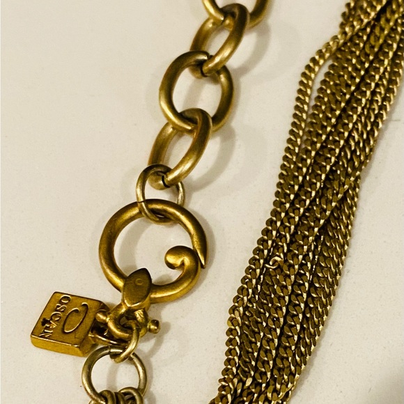 Vintage Oscar de la Renta Gold Plated Statement Round Pendant Necklace - Picture 3 of 8